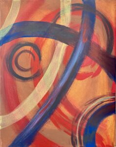 abstract painting with thick lines and swirls
